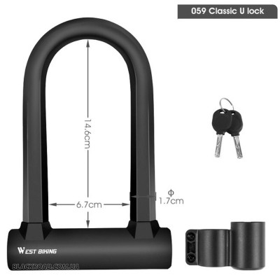 Замок для велосипеда U-Lock West Biking чорний